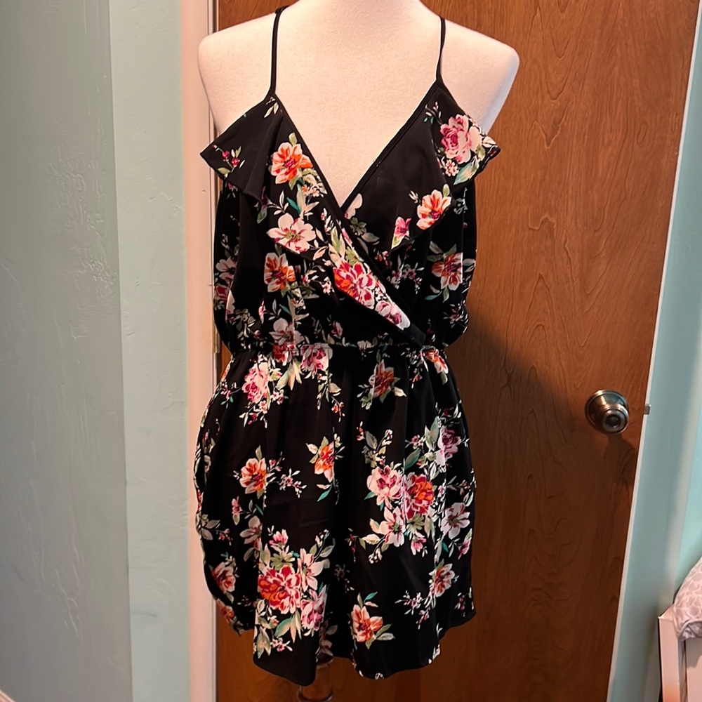 Black floral romper